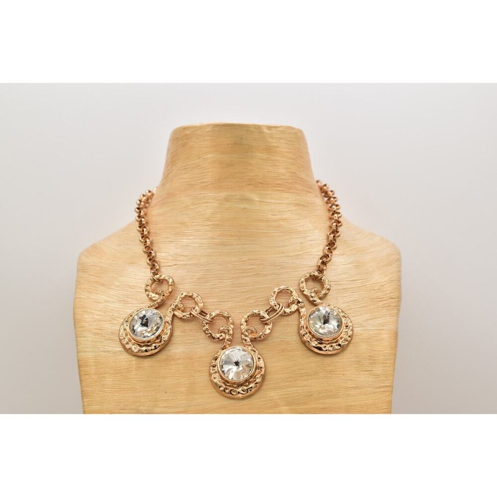 Statement Collar Necklace Rhinestone Crystal Gold… - image 8